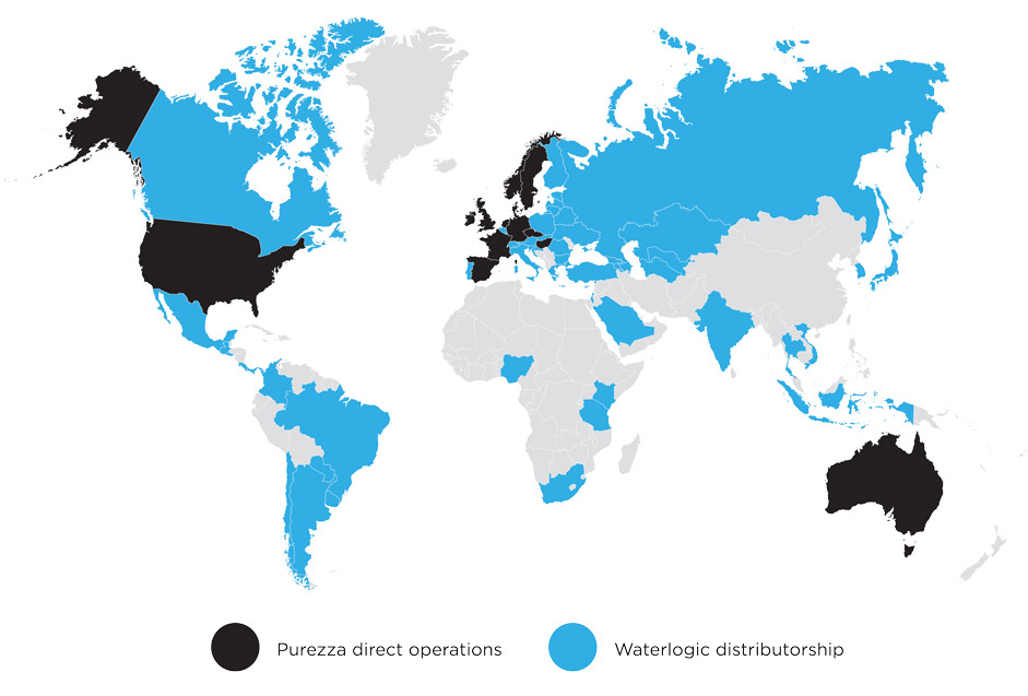 purezza distribution model world map